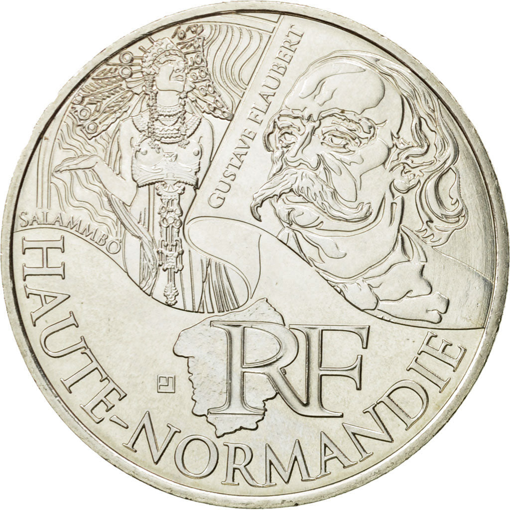France, 10 Euro, Haute Normandie, 2012, MS(63), Silver, KM:1874