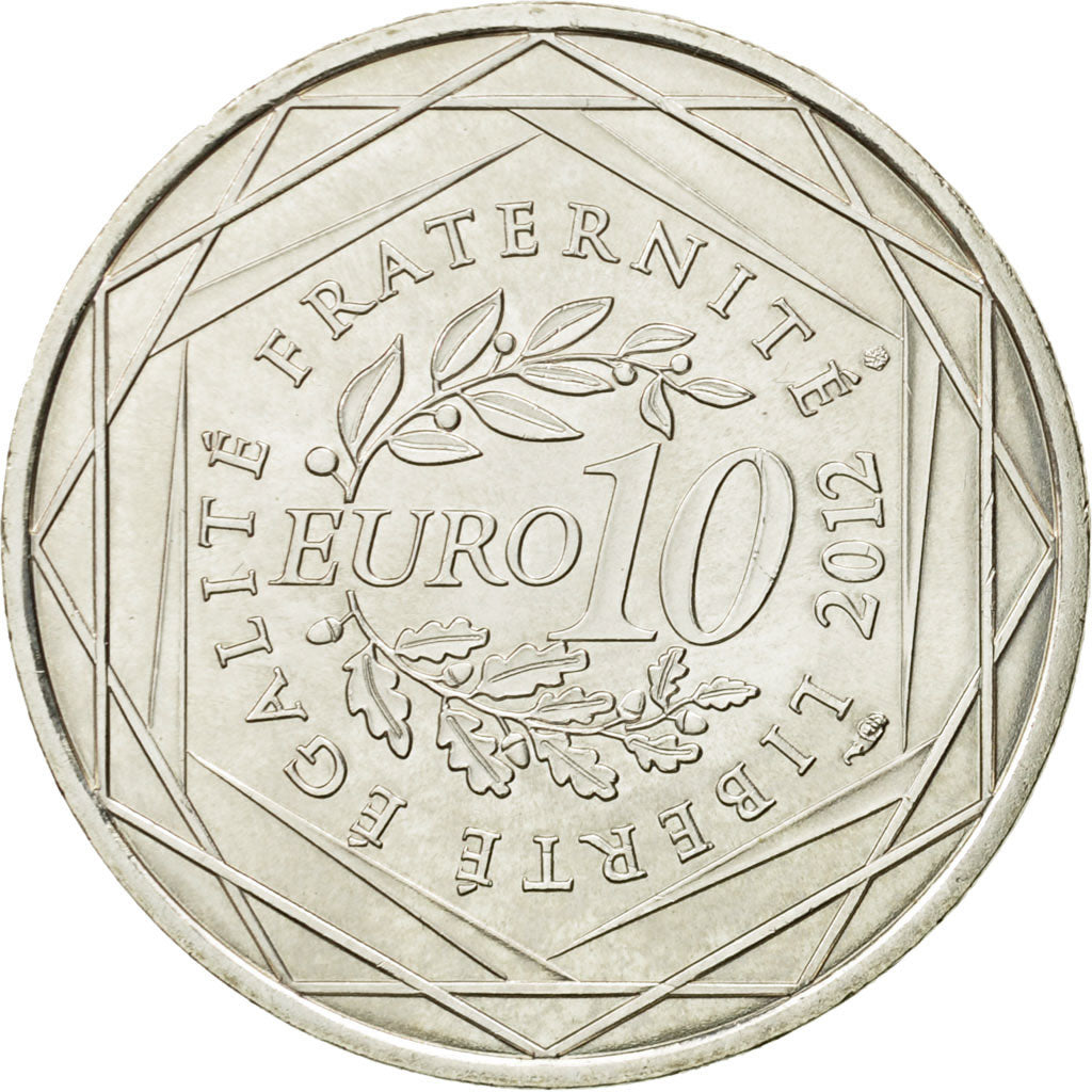 France, 10 Euro, Haute Normandie, 2012, MS(63), Silver, KM:1874