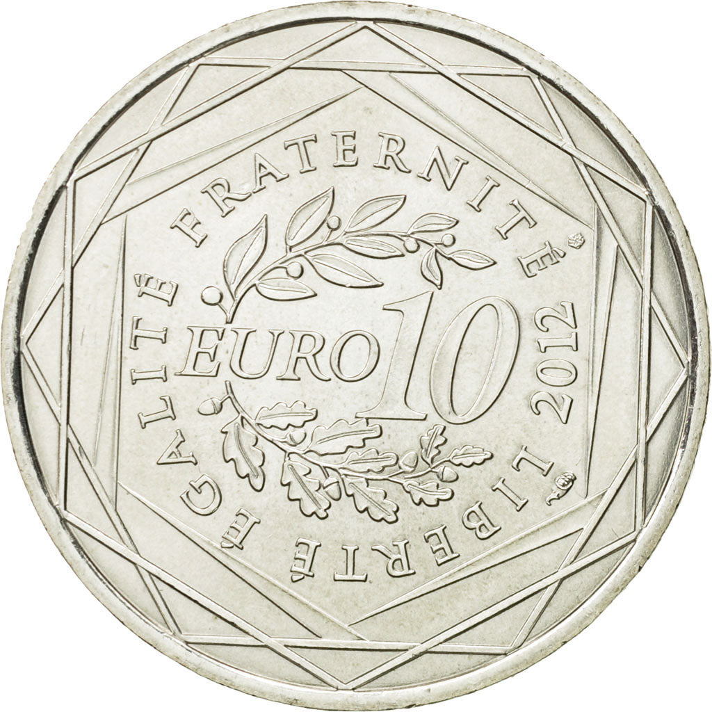 France, 10 Euro, Bourgogne, 2012, MS(63), Silver, KM:1867