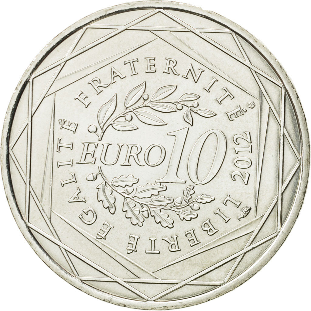 France, 10 Euro, Poitou-Charentes, 2012, MS(63), Silver, KM:1883