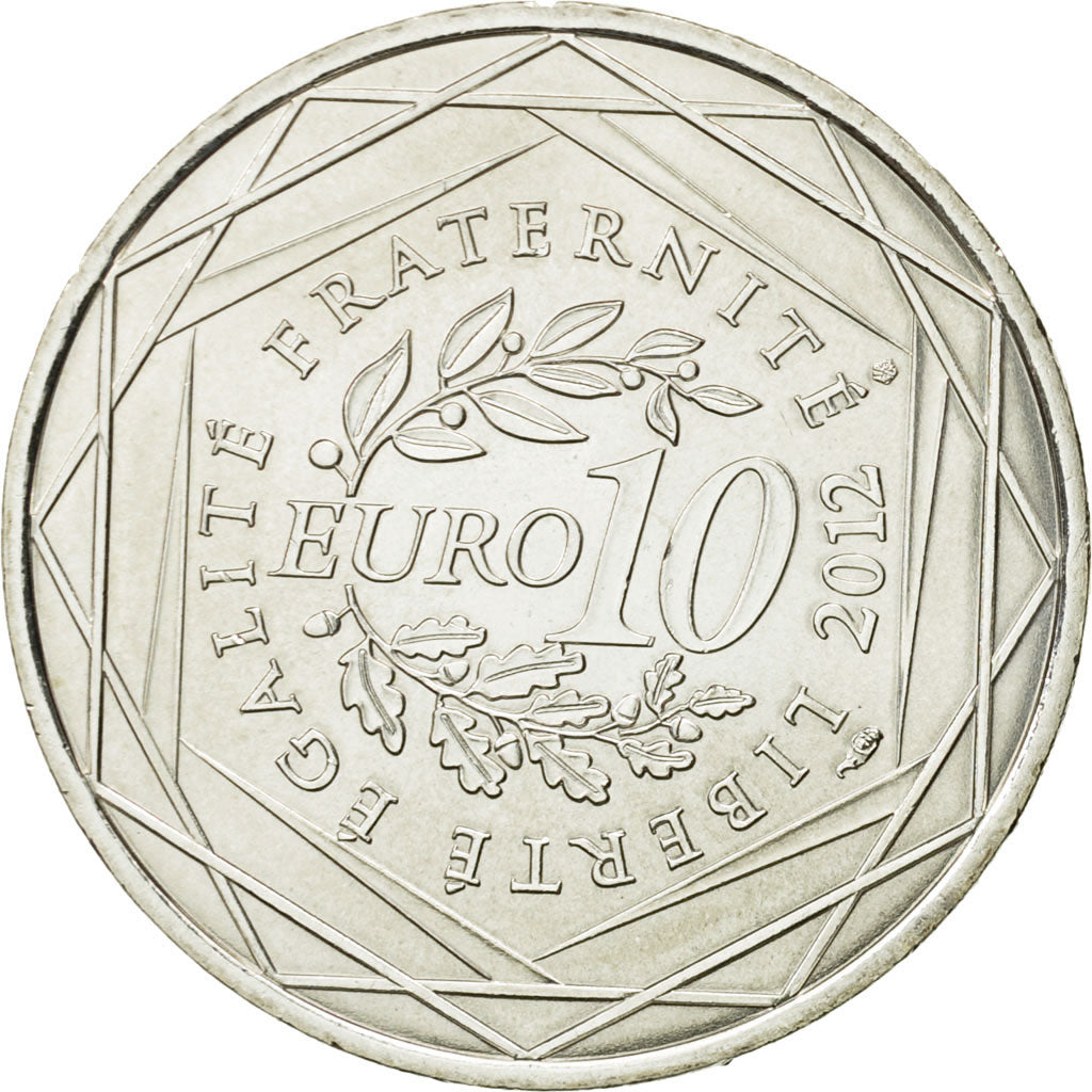 France, 10 Euro, Aquitaine, 2012, MS(63), Silver, KM:1863