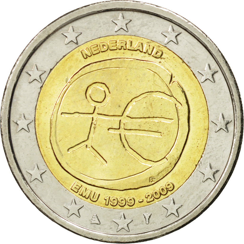 Netherlands, 2 Euro, 10 ans de l'Euro, 2009, MS(63), Bi-Metallic, KM:281