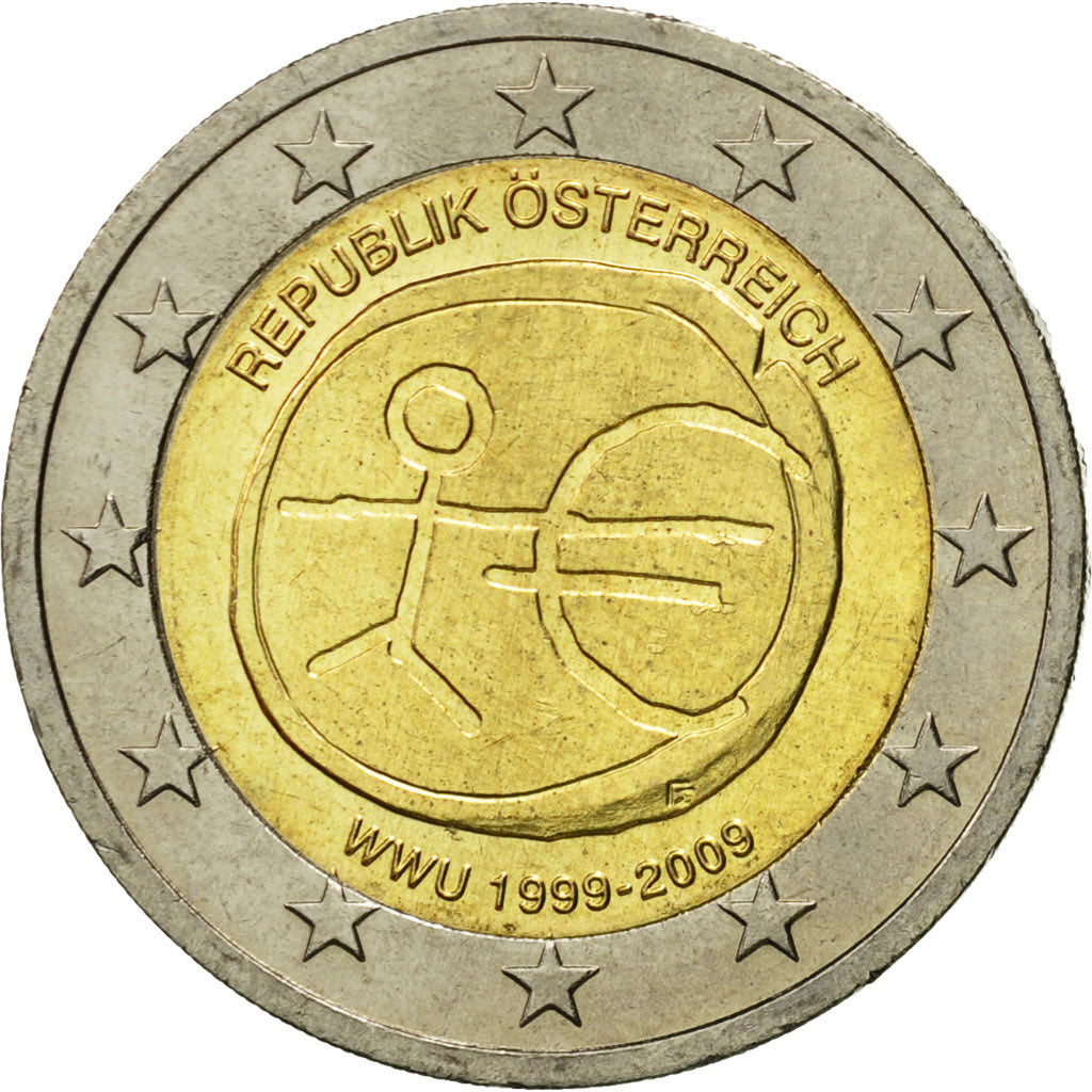 Austria, 2 Euro, 10 ans de l'Euro, 2009, MS(63), Bi-Metallic, KM:3175