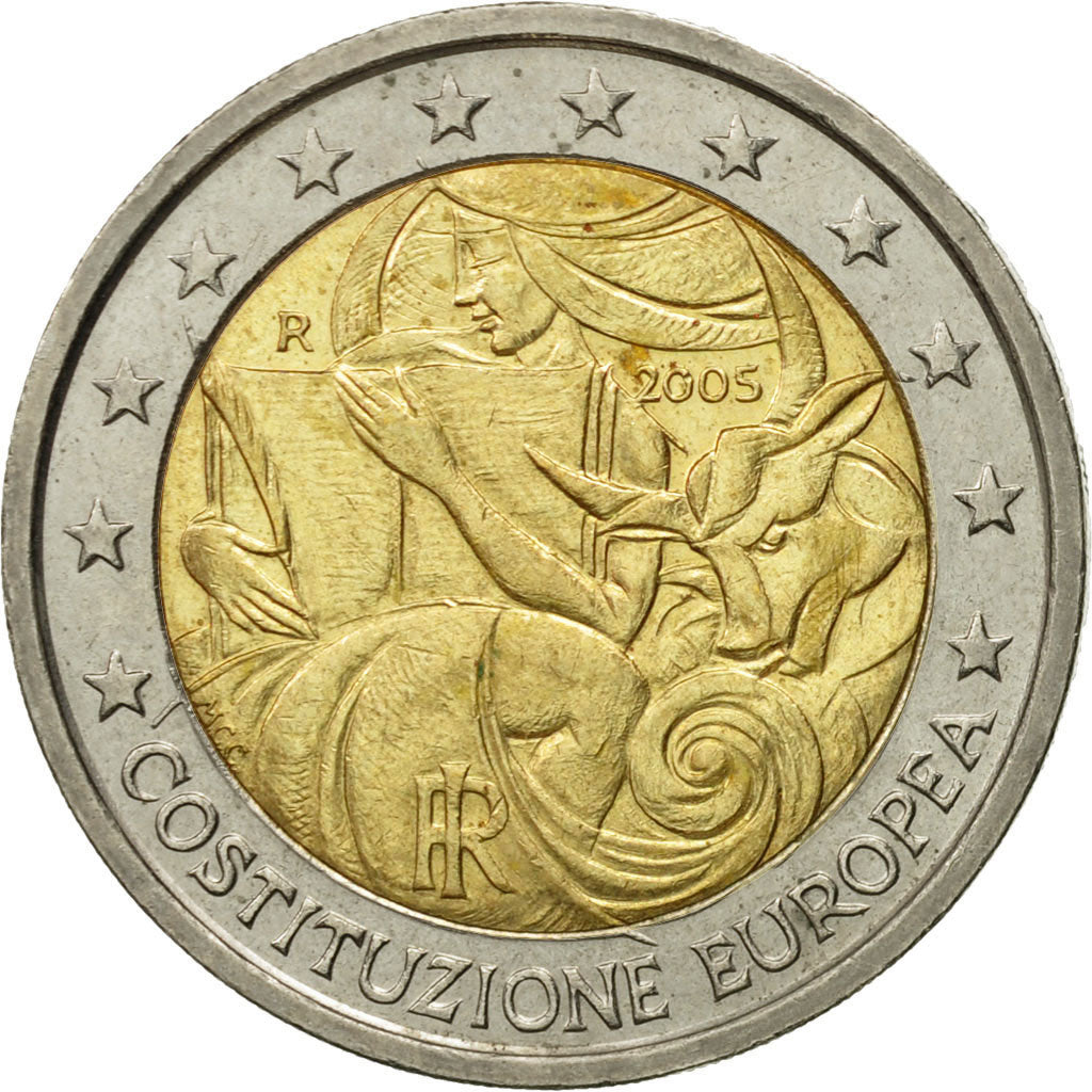 Italy, 2 Euro, European Constitution, 2005, EF(40-45), Bi-Metallic, KM:245
