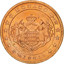 Monaco, 2 Euro Cent, 2001, MS(63), Copper Plated Steel, KM:168