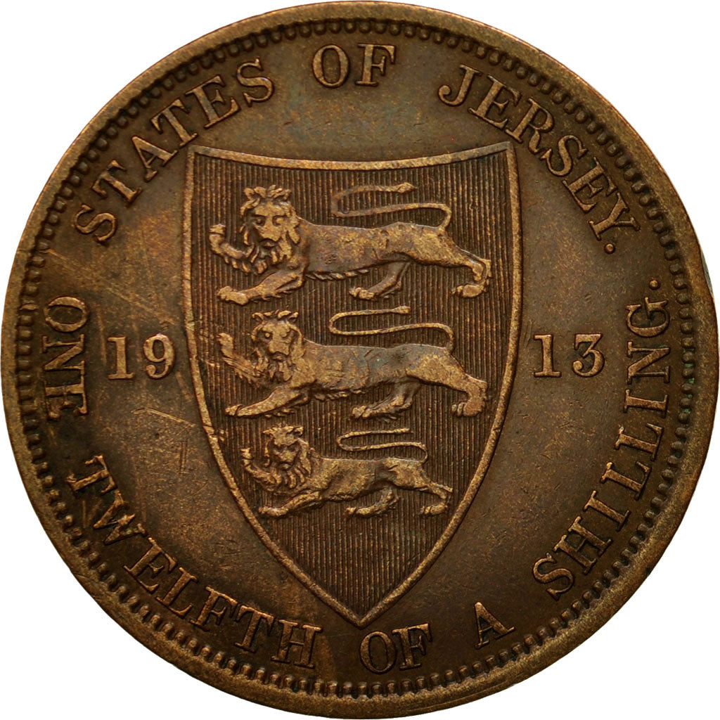 Coin, Jersey, George V, 1/12 Shilling, 1913, EF(40-45), Bronze, KM:12