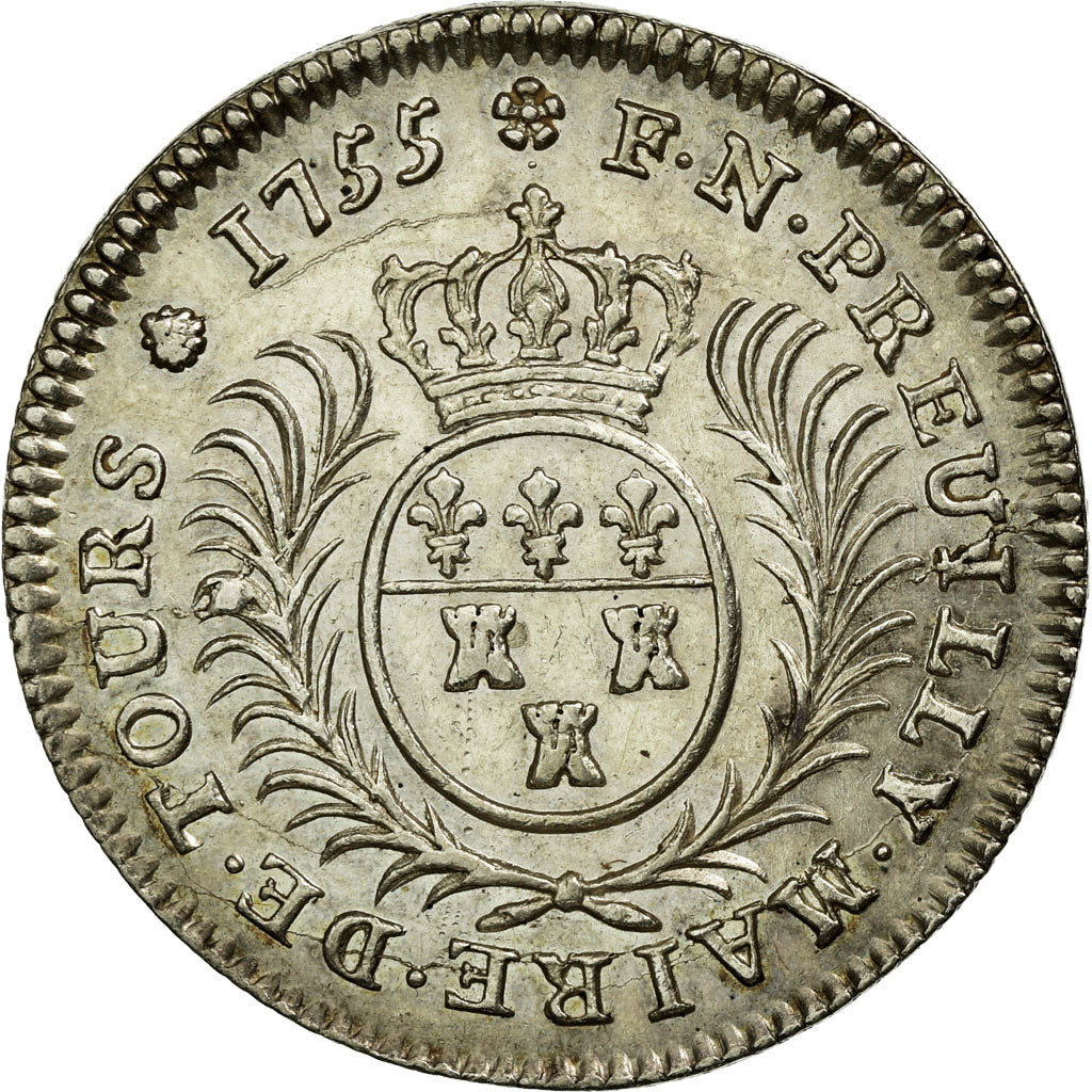 France, Token, Royal, 1755, AU(55-58), Silver, Feuardent:8354