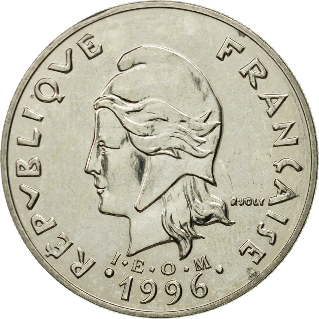 Coin, New Caledonia, 20 Francs, 1996, Paris, AU(55-58), Nickel, KM:12
