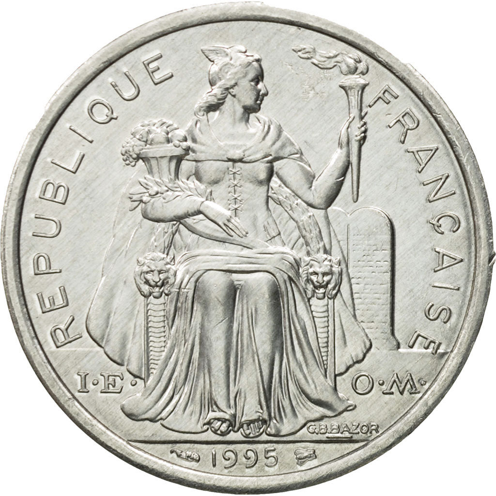 Coin, New Caledonia, 2 Francs, 1995, Paris, MS(63), Aluminum, KM:14