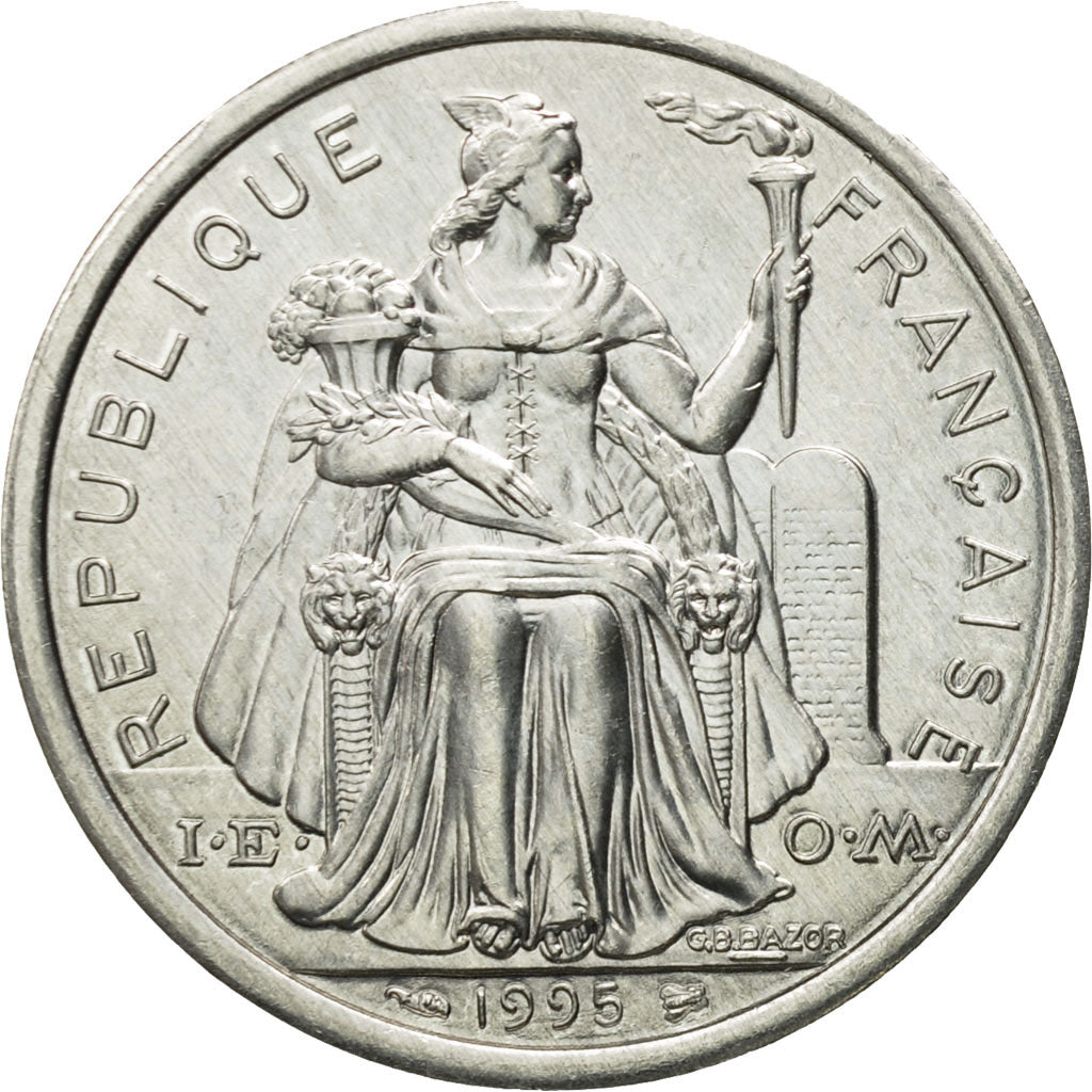 Coin, New Caledonia, 2 Francs, 1995, Paris, MS(60-62), Aluminum, KM:14