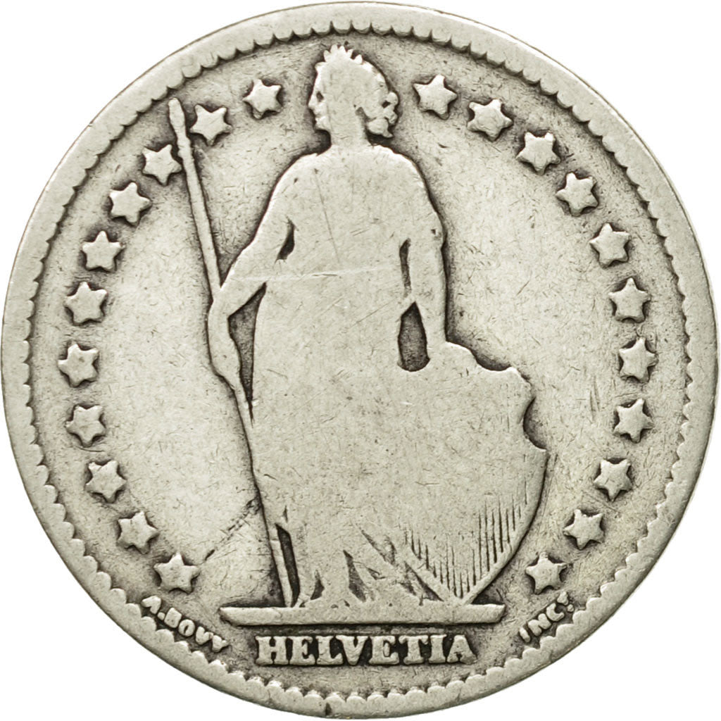 Coin, Switzerland, Franc, 1886, Bern, VG(8-10), Silver, KM:24