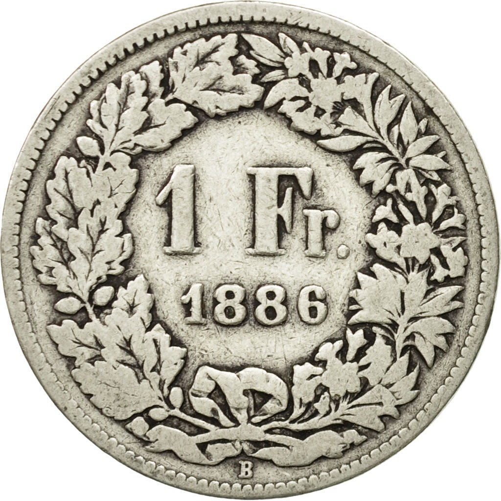 Coin, Switzerland, Franc, 1886, Bern, VG(8-10), Silver, KM:24