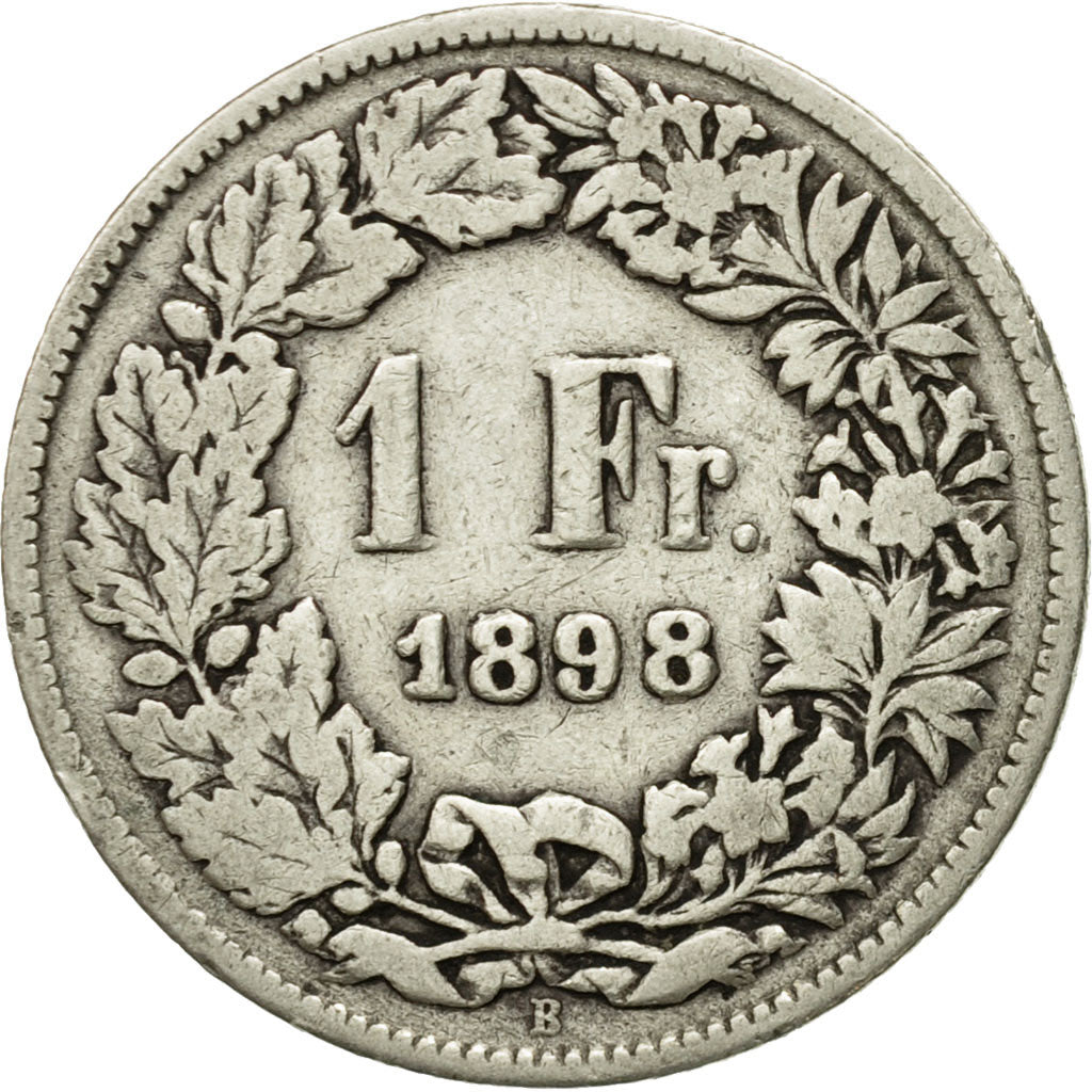 Coin, Switzerland, Franc, 1898, Bern, VG(8-10), Silver, KM:24