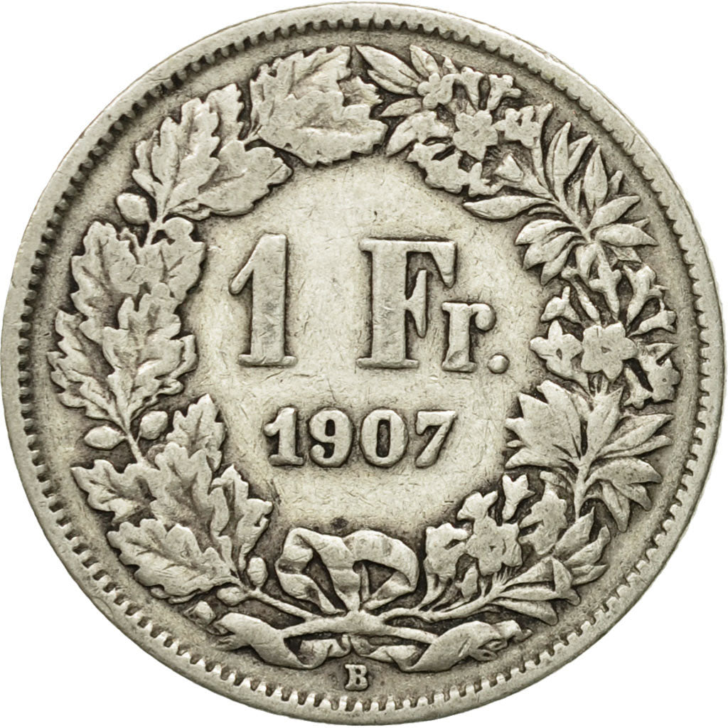 Coin, Switzerland, Franc, 1907, Bern, VF(20-25), Silver, KM:24