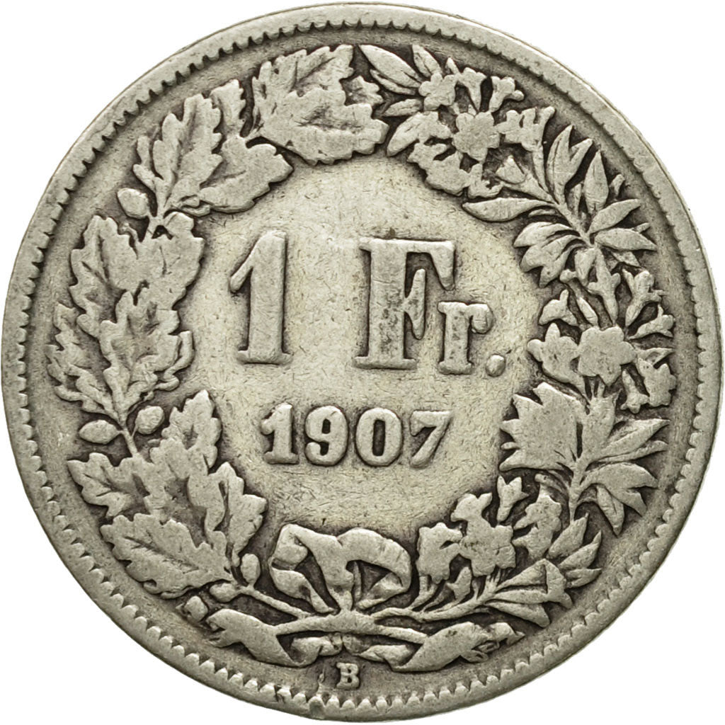 Coin, Switzerland, Franc, 1907, Bern, F(12-15), Silver, KM:24