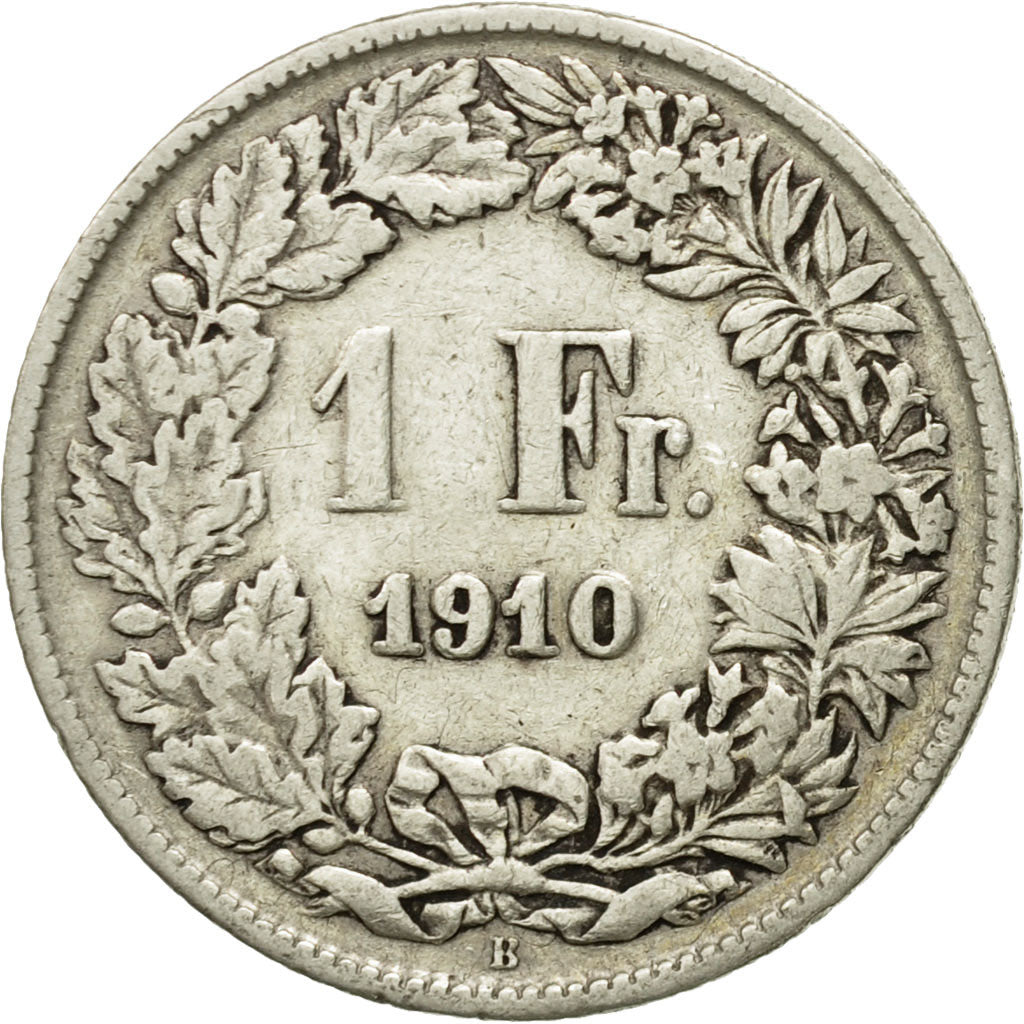 Coin, Switzerland, Franc, 1910, Bern, VG(8-10), Silver, KM:24