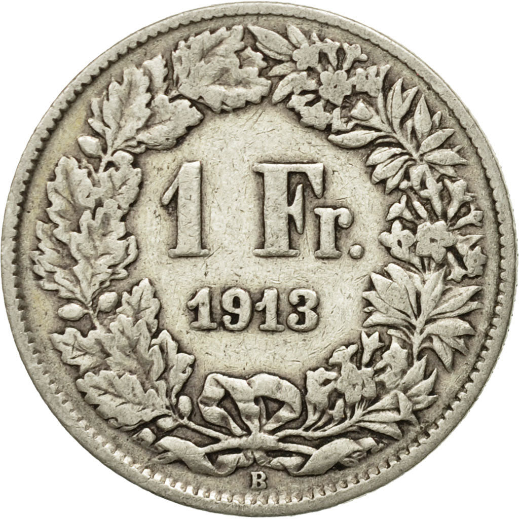 Coin, Switzerland, Franc, 1913, Bern, VG(8-10), Silver, KM:24