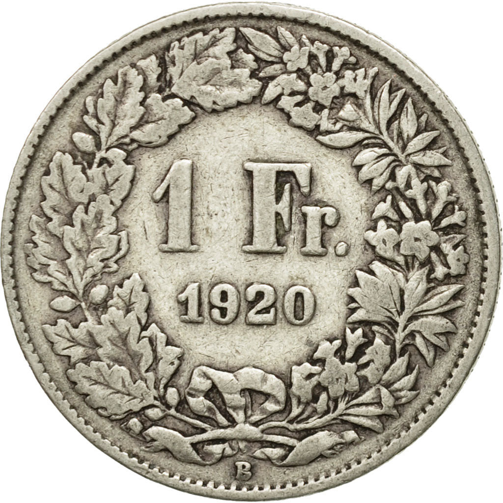 Coin, Switzerland, Franc, 1920, Bern, VG(8-10), Silver, KM:24