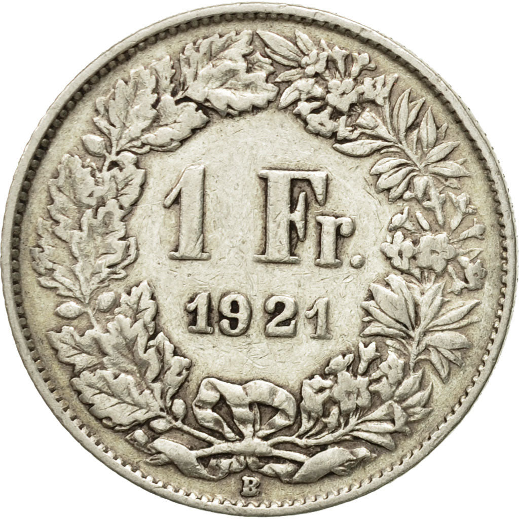 Coin, Switzerland, Franc, 1921, Bern, VG(8-10), Silver, KM:24