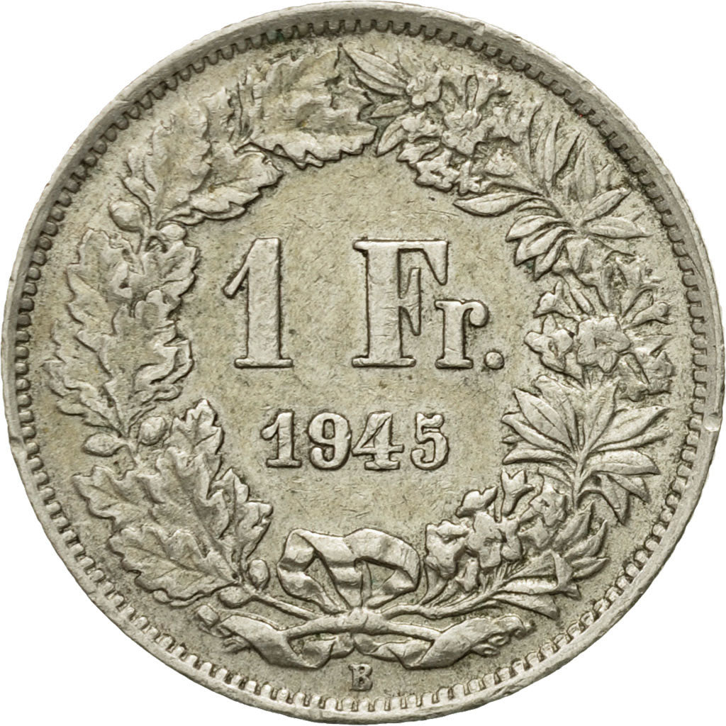 Coin, Switzerland, Franc, 1945, Bern, VF(20-25), Silver, KM:24