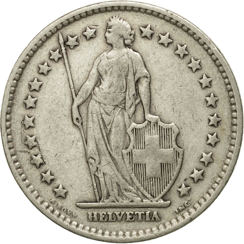 Coin, Switzerland, 2 Francs, 1922, Bern, VF(20-25), Silver, KM:21