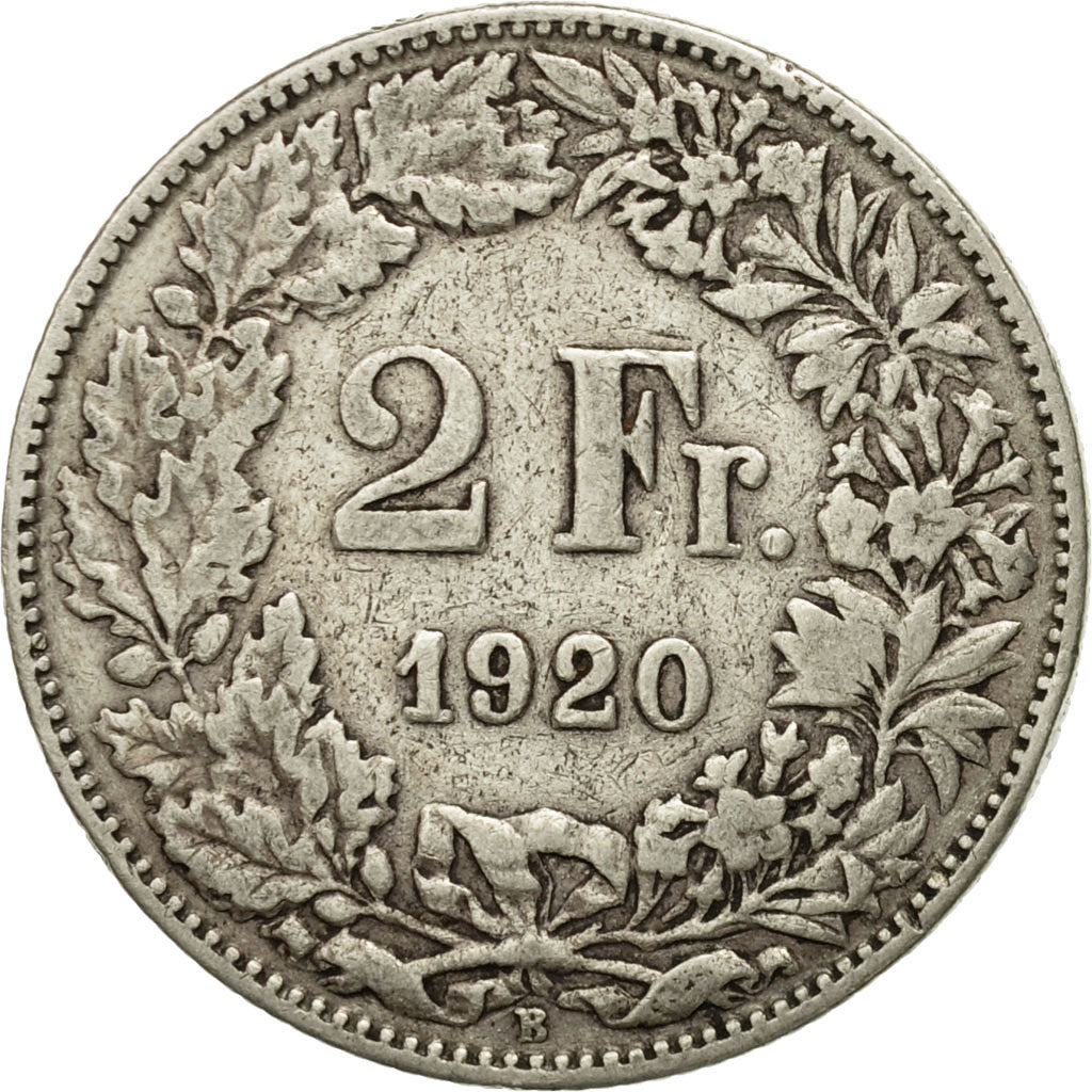 Coin, Switzerland, 2 Francs, 1920, Bern, F(12-15), Silver, KM:21