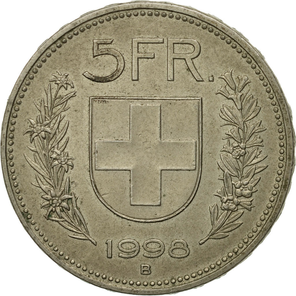 Coin, Switzerland, 5 Francs, 1998, Bern, VF(20-25), Copper-nickel, KM:40a.4