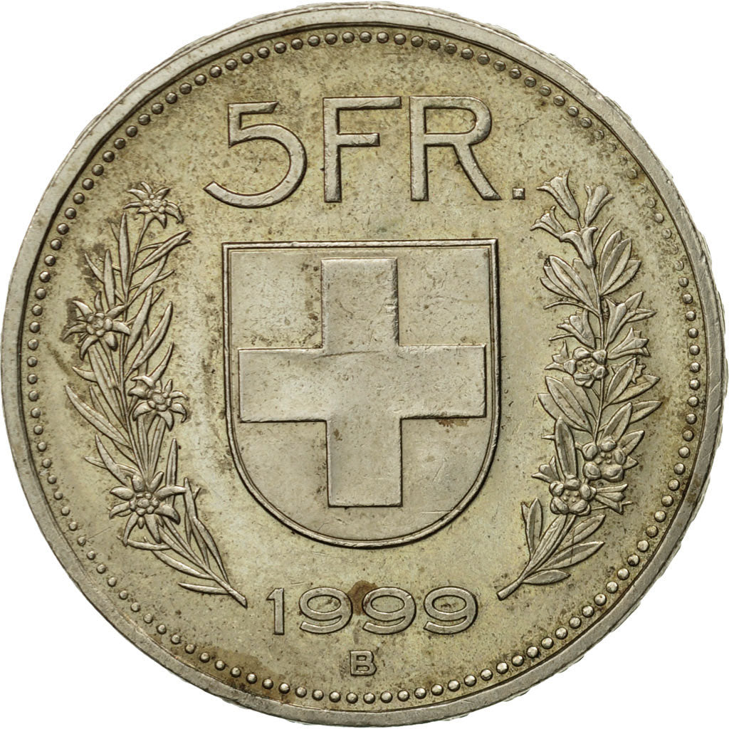 Coin, Switzerland, 5 Francs, 1999, Bern, VF(20-25), Copper-nickel, KM:40a.4