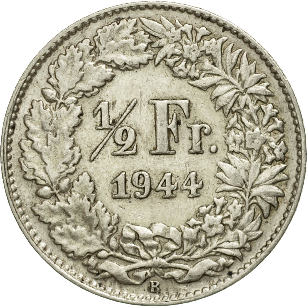 Coin, Switzerland, 1/2 Franc, 1944, Bern, F(12-15), Silver, KM:23
