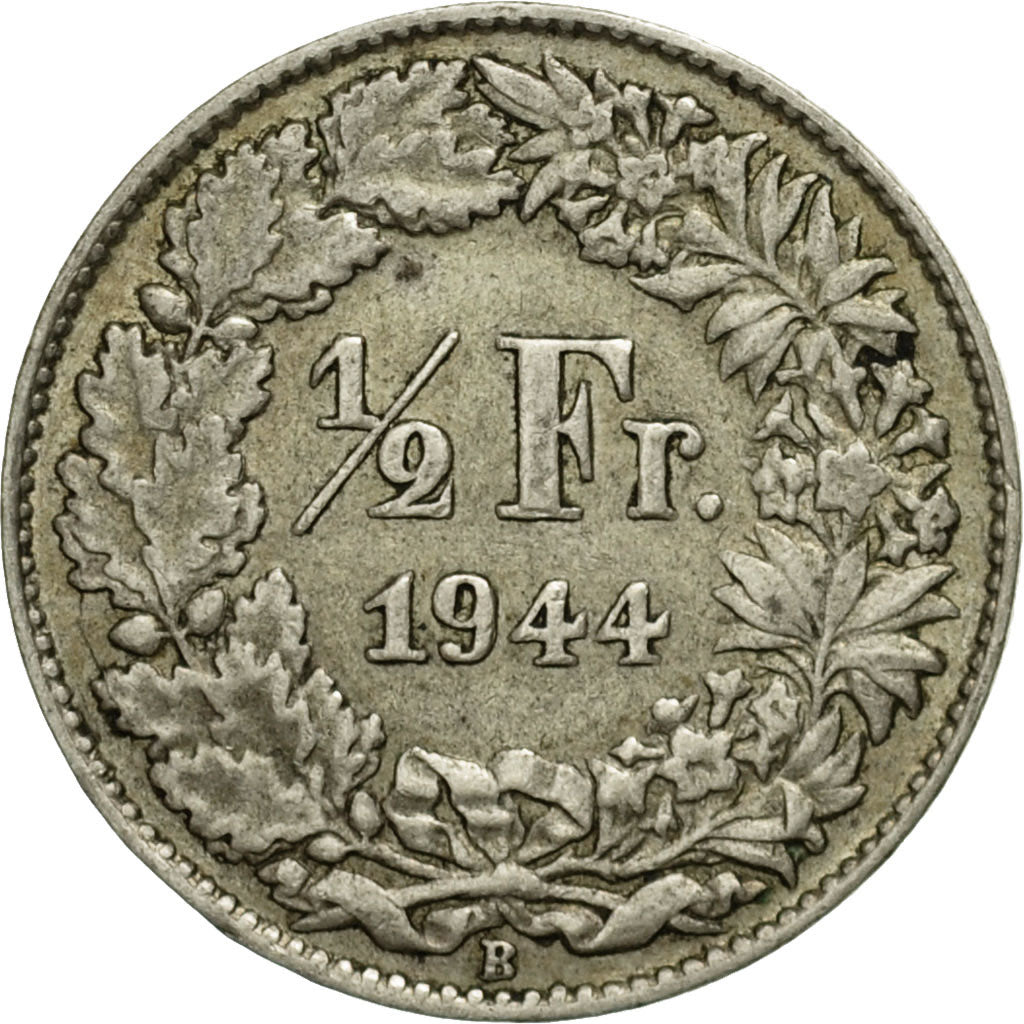 Coin, Switzerland, 1/2 Franc, 1944, Bern, VF(20-25), Silver, KM:23