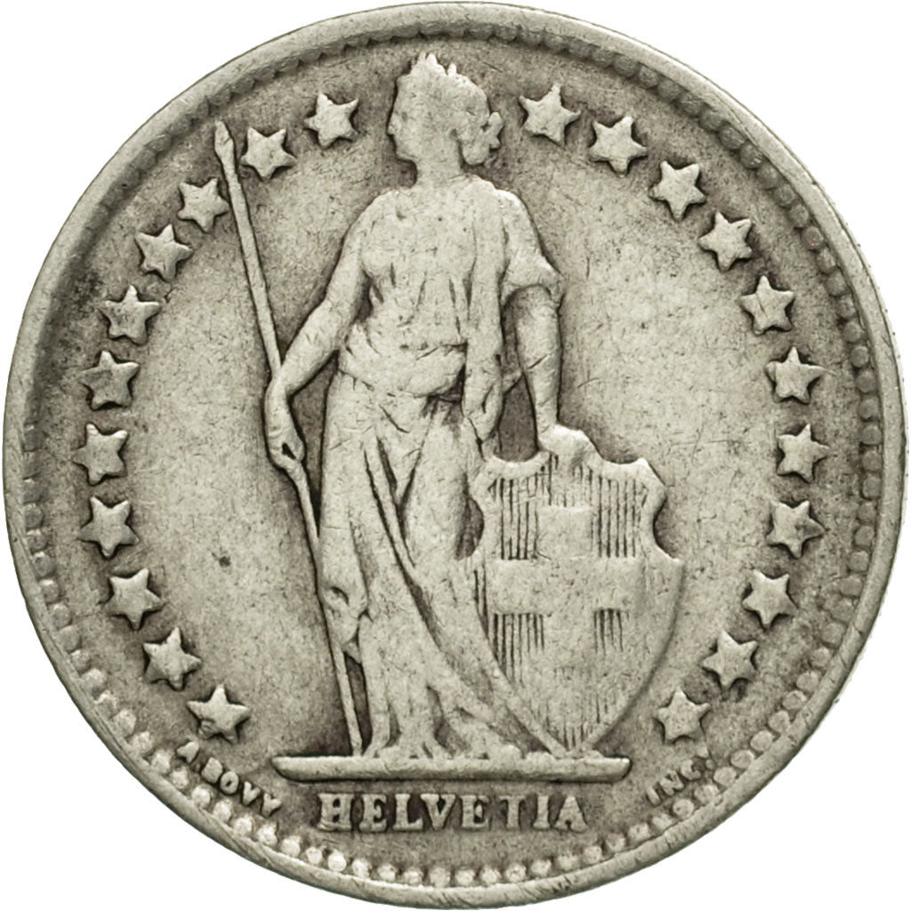 Coin, Switzerland, 1/2 Franc, 1921, Bern, VG(8-10), Silver, KM:23