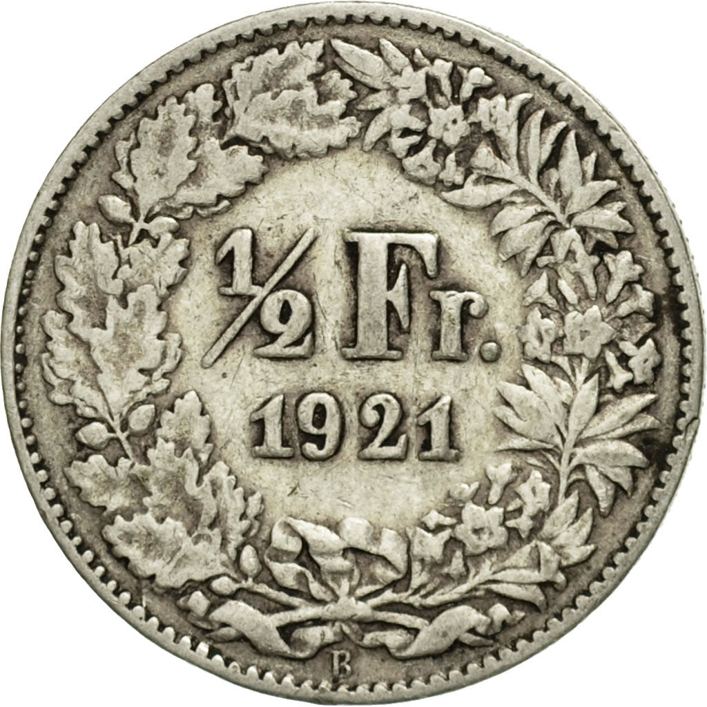 Coin, Switzerland, 1/2 Franc, 1921, Bern, F(12-15), Silver, KM:23