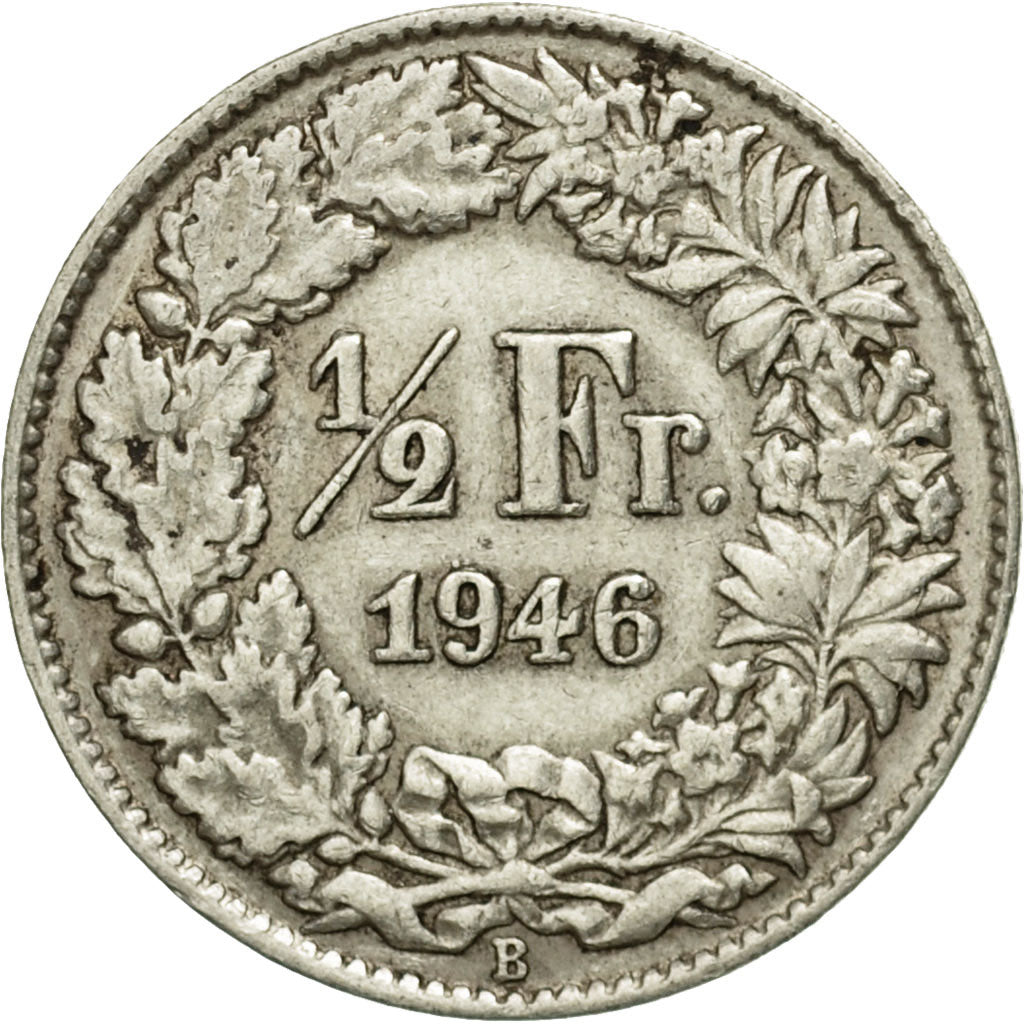 Coin, Switzerland, 1/2 Franc, 1946, Bern, VF(20-25), Silver, KM:23