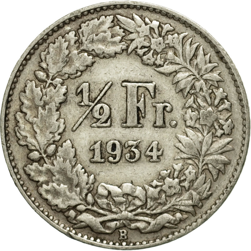Coin, Switzerland, 1/2 Franc, 1934, Bern, F(12-15), Silver, KM:23