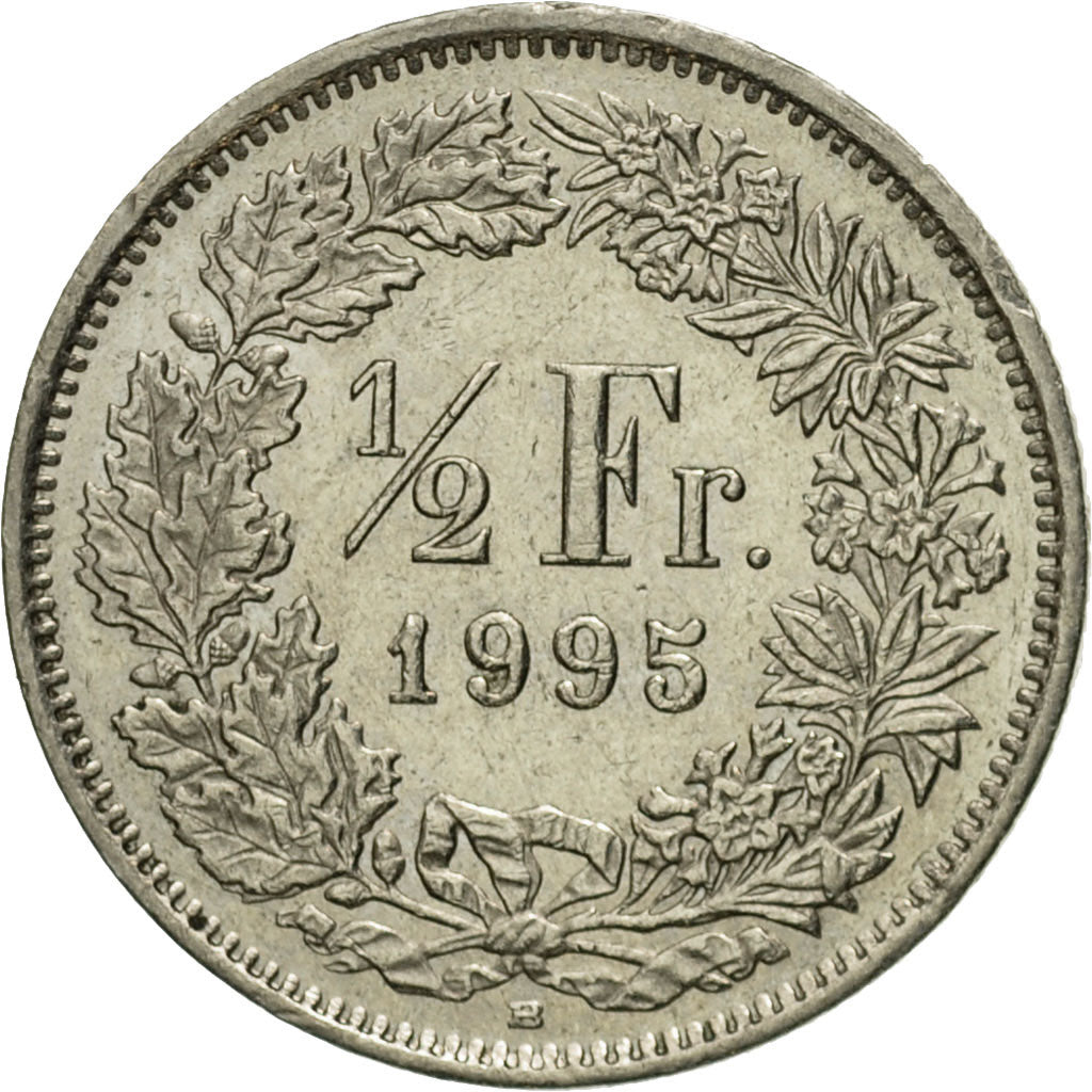 Coin, Switzerland, 1/2 Franc, 1995, Bern, EF(40-45), Copper-nickel, KM:23a.3