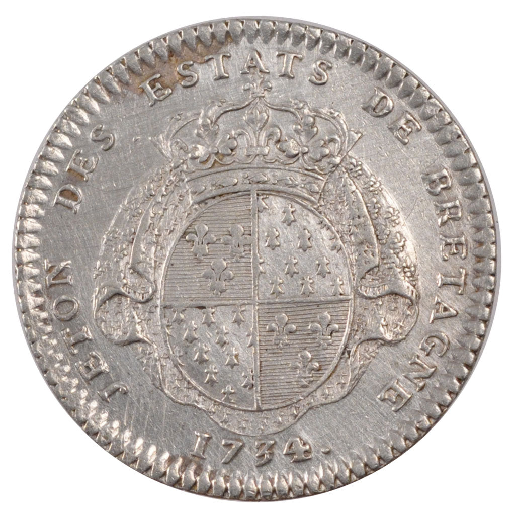 France, Royal, Token, 1734, MS(60-62), Silver, Feuardent #8751, 6.97