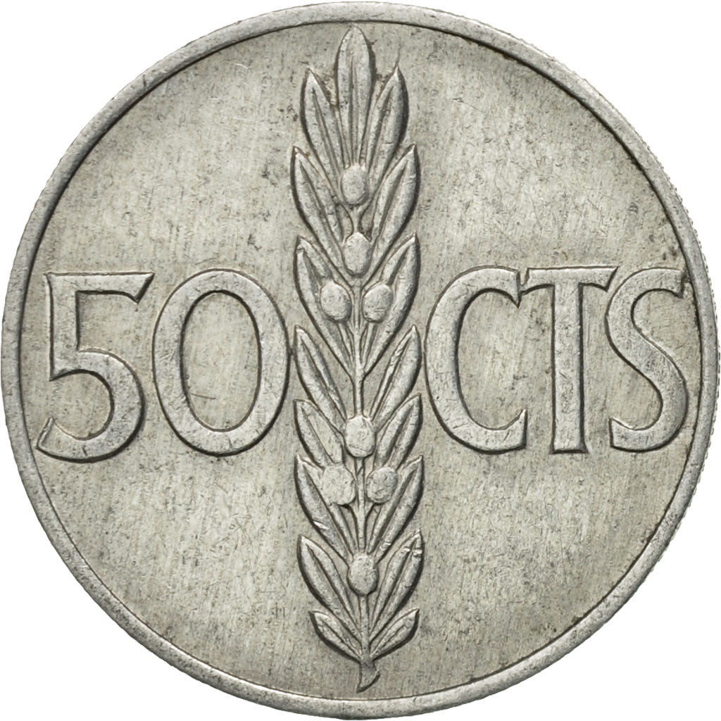 Coin, Spain, Francisco Franco, caudillo, 50 Centimos, 1967, EF(40-45), Aluminum