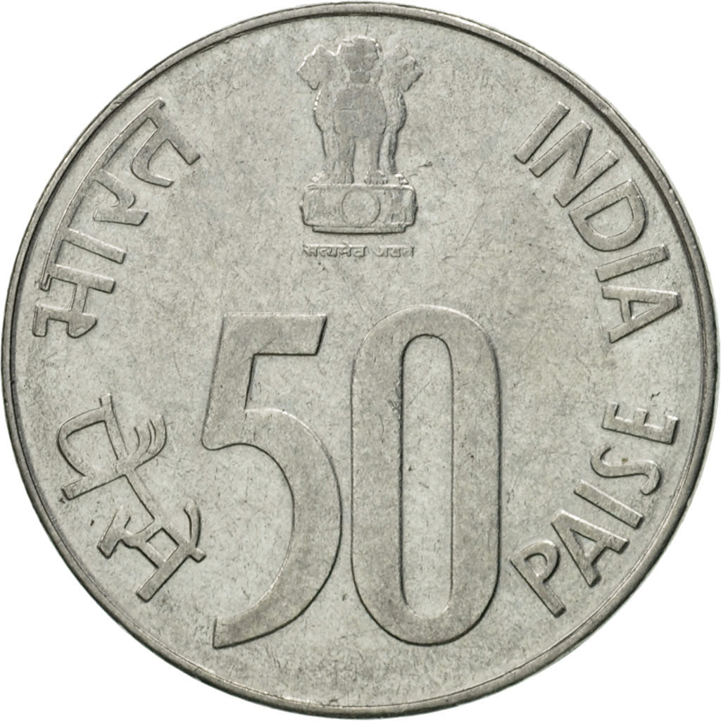 Moneta, REPUBBLICA DELL’INDIA, 50 Paise, 1994, BB, Acciaio inossidabile, KM:69