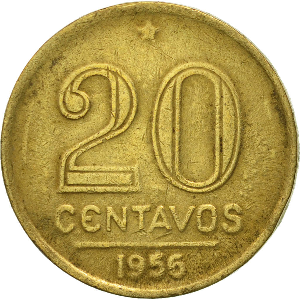 Coin, Brazil, 20 Centavos, 1956, EF(40-45), Aluminum-Bronze, KM:Pn366