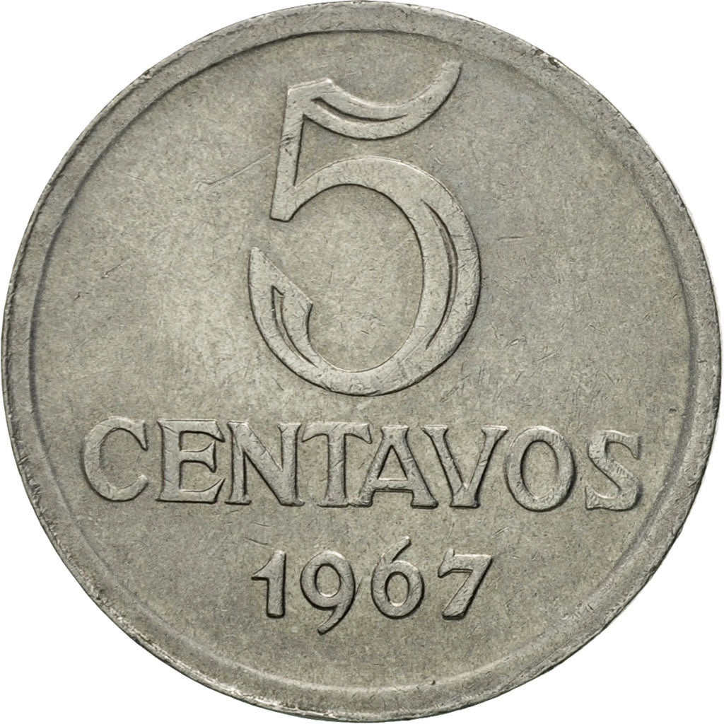 Coin, Brazil, 5 Centavos, 1967, EF(40-45), Stainless Steel, KM:577.1
