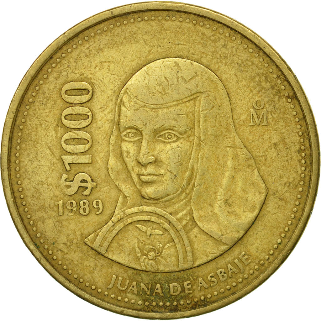 Moneta, Mexico, 1000 Pesos, 1989, Mexico City, EF(40-45), Aluminium-Brąz