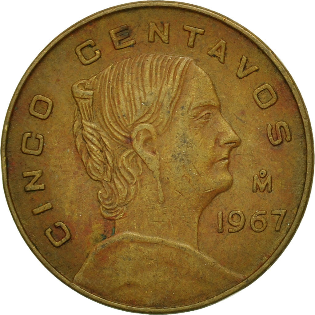 Moneta, Messico, 5 Centavos, 1967, Mexico City, BB, Ottone, KM:426