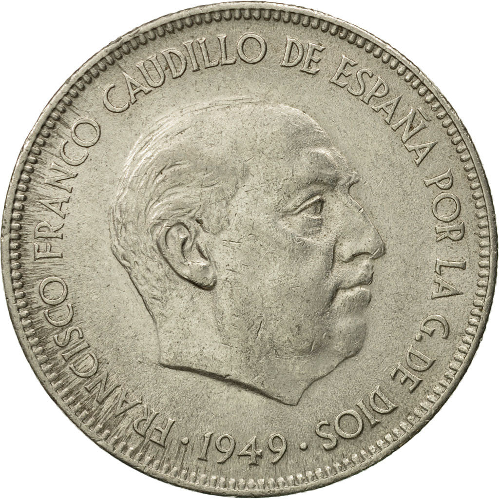 Monnaie, Espagne, Caudillo and regent, 5 Pesetas, 1949, TTB, Nickel, KM:778