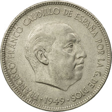 Moneta, Spagna, Caudillo and regent, 5 Pesetas, 1949, BB, Nichel, KM:778
