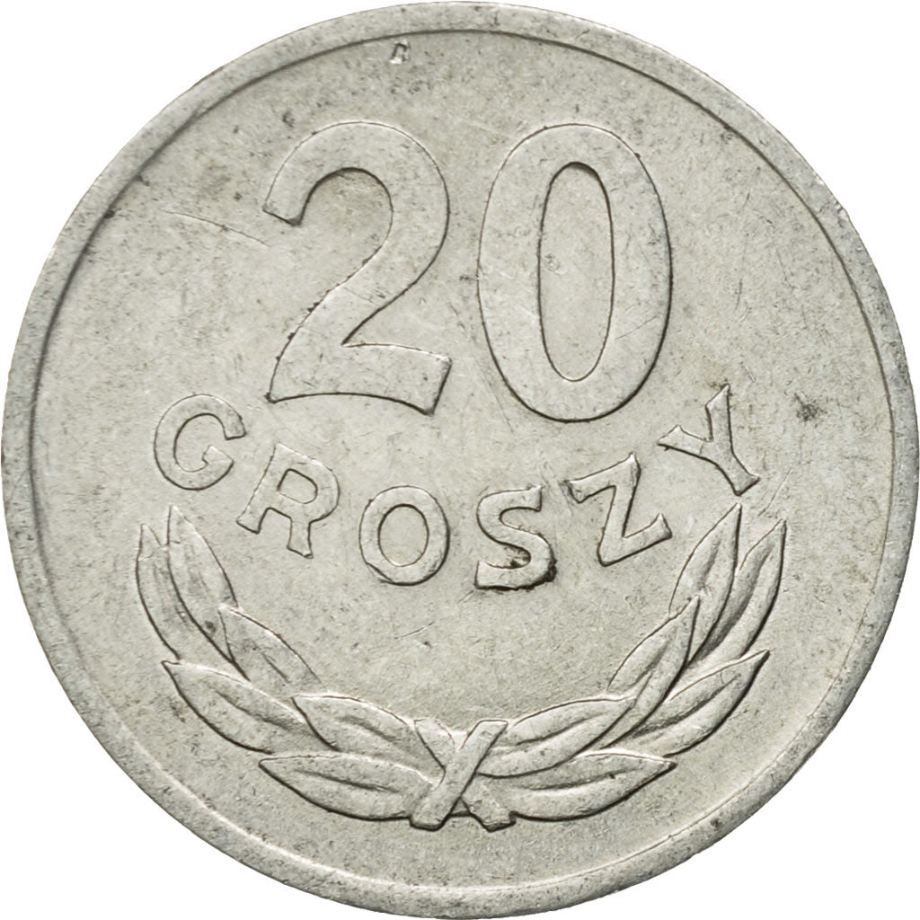 Coin, Poland, 20 Groszy, 1967, Warsaw, EF(40-45), Aluminum, KM:A47