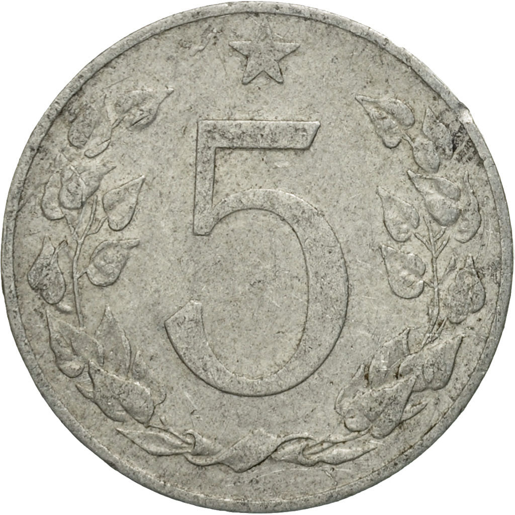 Coin, Czechoslovakia, 5 Haleru, 1954, EF(40-45), Aluminum, KM:37