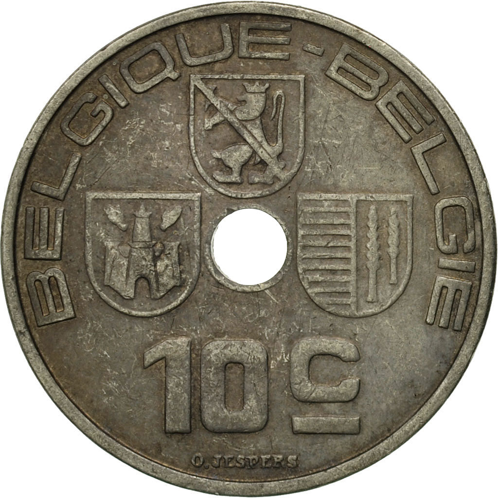 Moneta, Belgio, 10 Centimes, 1938, BB, Nichel-ottone, KM:112