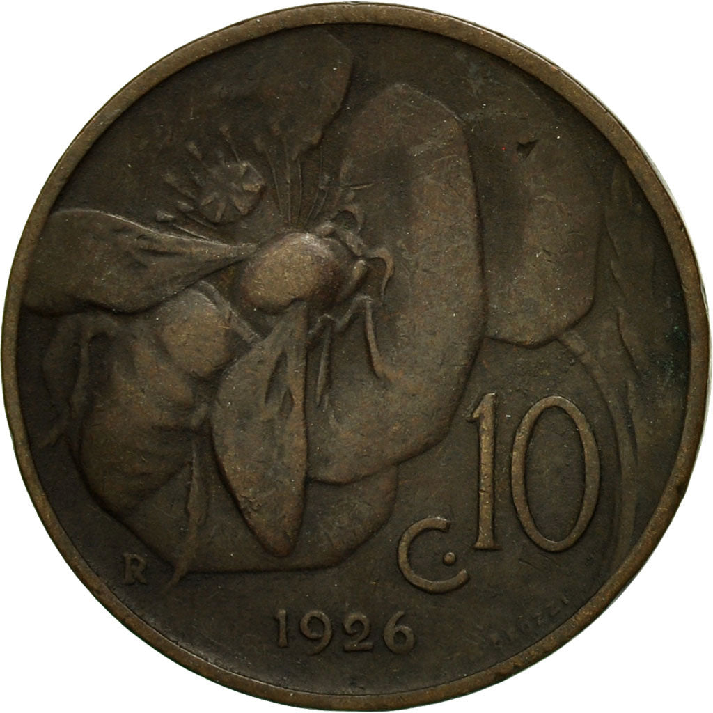Coin, Italy, Vittorio Emanuele III, 10 Centesimi, 1926, Rome, EF(40-45), Bronze