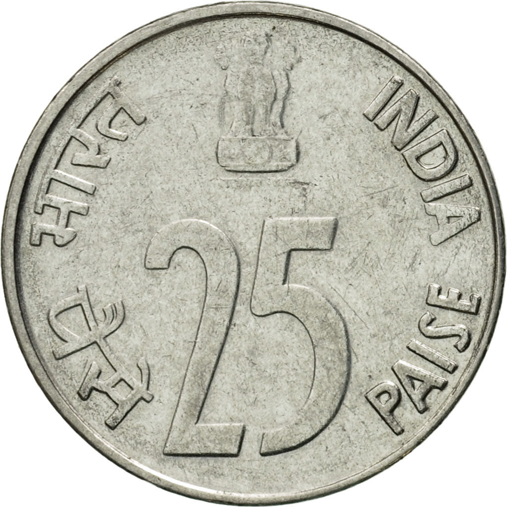 Coin, INDIA-REPUBLIC, 25 Paise, 1993, EF(40-45), Stainless Steel, KM:54