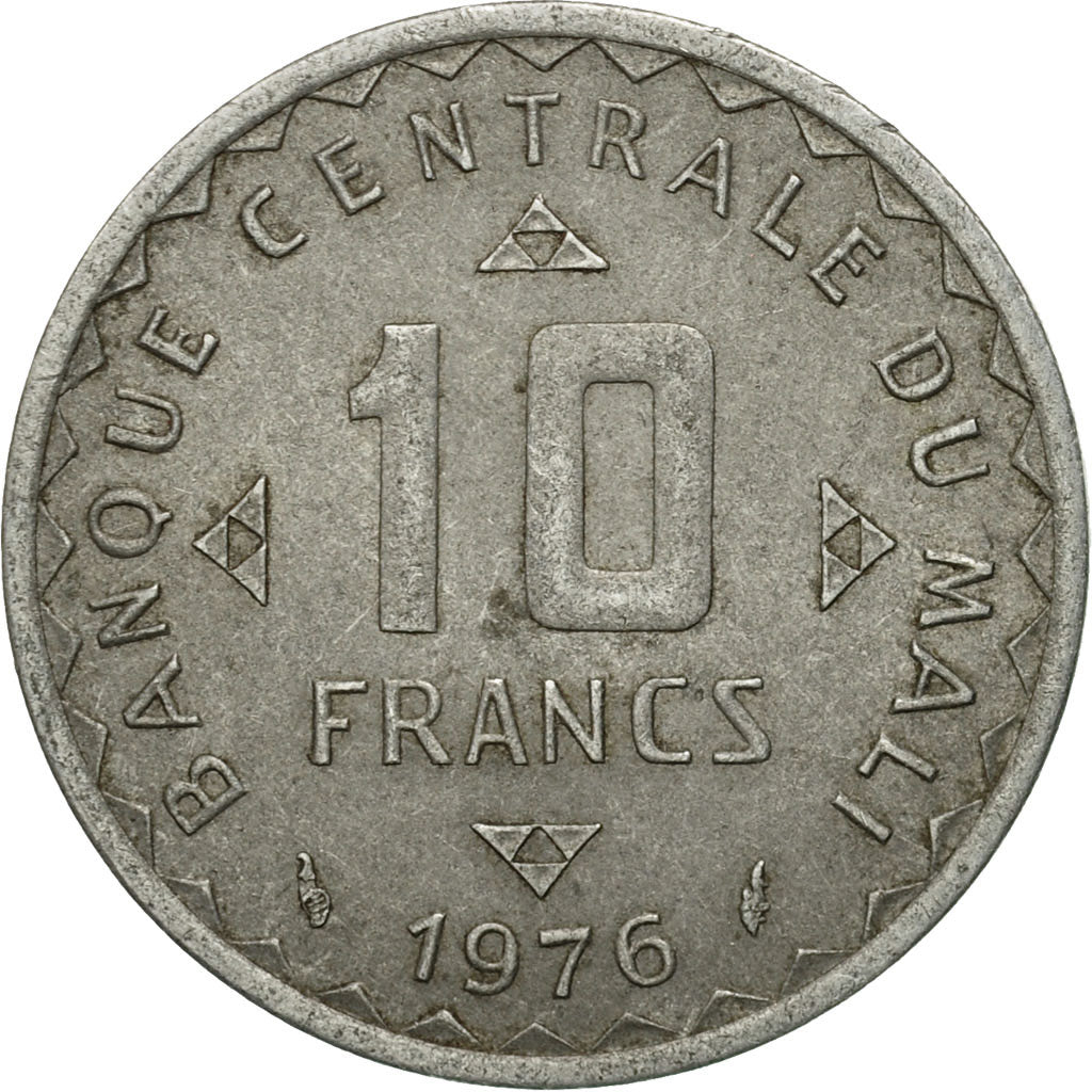 Coin, Mali, 10 Francs, 1976, Paris, EF(40-45), Aluminum, KM:11